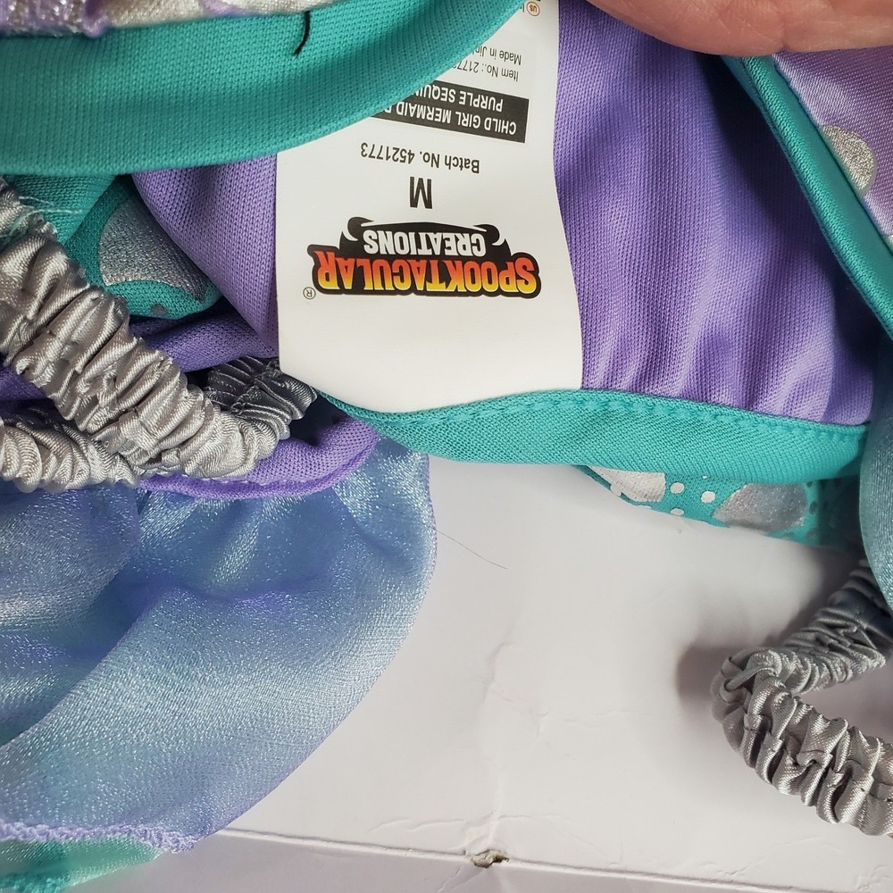 Spooktacular Creations Mermaid Costume Girls Medium 8-10 Purple Teal Red Wig NWT - Picture 6 of 8